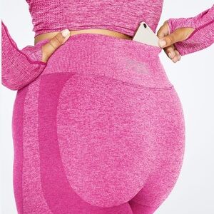 PINK ombré set seamless leggings and long sleeve top